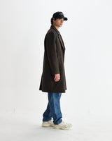 wax london men's Magnus - Brown Herringbone Double-Breasted Wool Overcoat