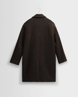 wax london men's Magnus - Brown Herringbone Double-Breasted Wool Overcoat