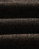 wax london men's Magnus - Brown Herringbone Double-Breasted Wool Overcoat