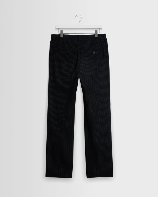 wax london men's Malham - Black Italian Flannel Stripe Trouser
