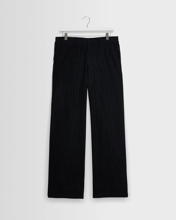 wax london men's Malham - Black Italian Flannel Stripe Trouser
