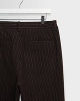 wax london men's Malham - Brown Italian Flannel Stripe Trouser