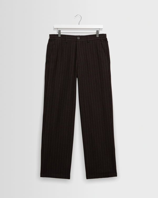 wax london men's Malham - Brown Italian Flannel Stripe Trouser
