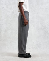 wax london Malham - Charcoal Grey Pinstripe Wool Trousers