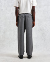 wax london Malham - Charcoal Grey Pinstripe Wool Trousers