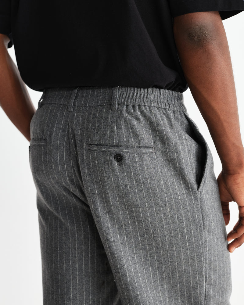 wax london men's Malham - Charcoal Grey Pinstripe Wool Trousers