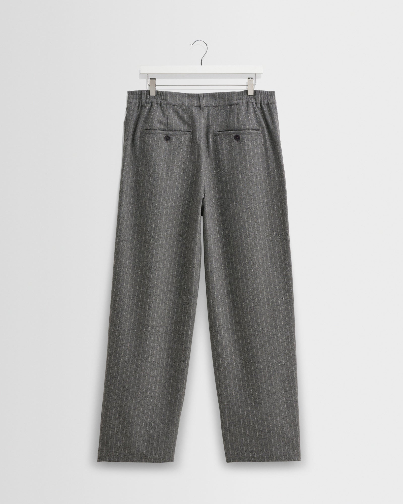 Men's Charcoal Grey Pinstripe Wool Trousers | Wax London