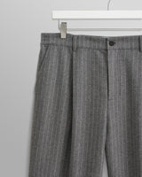 wax london Malham - Charcoal Grey Pinstripe Wool Trousers