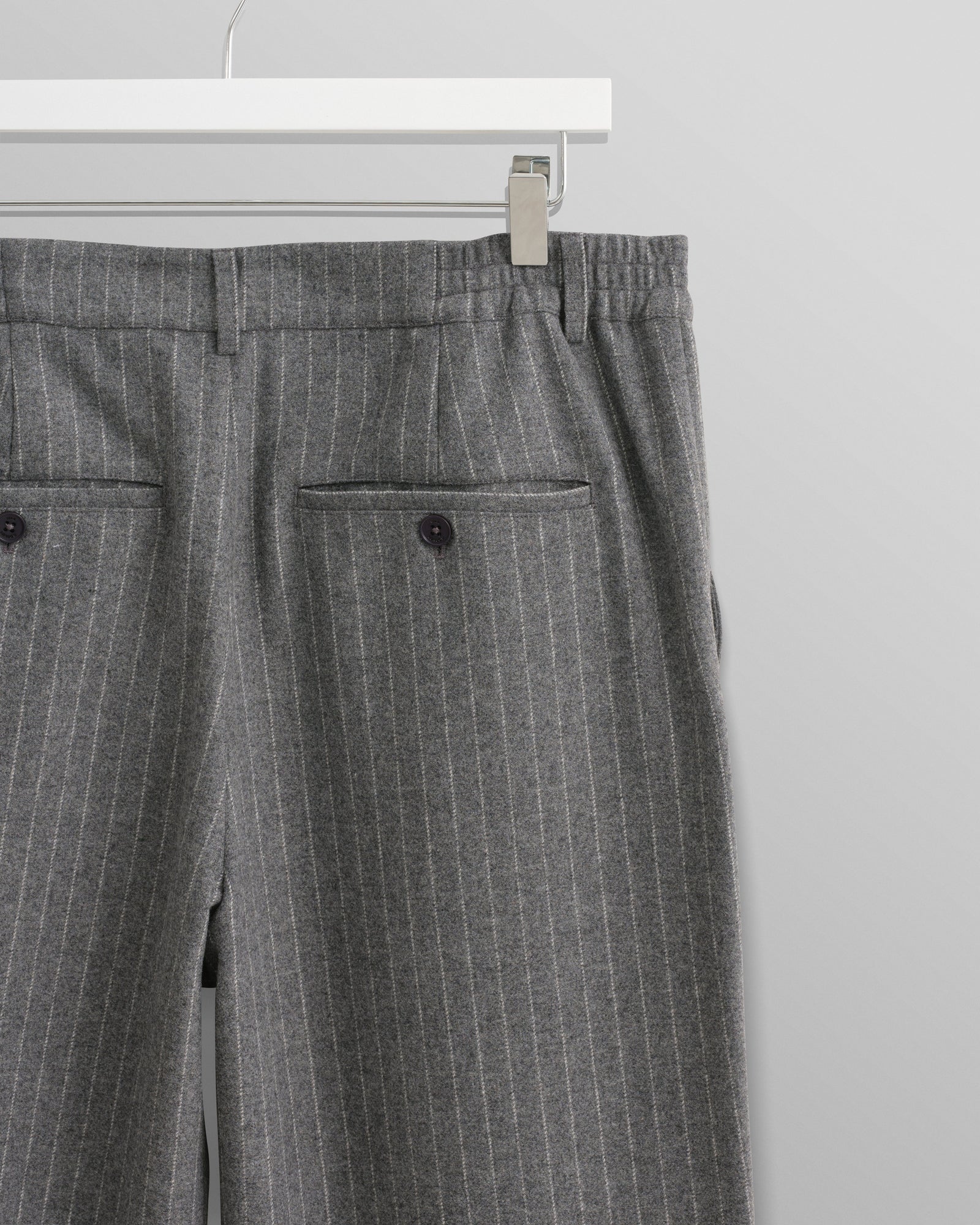 Men's Charcoal Grey Pinstripe Wool Trousers | Wax London