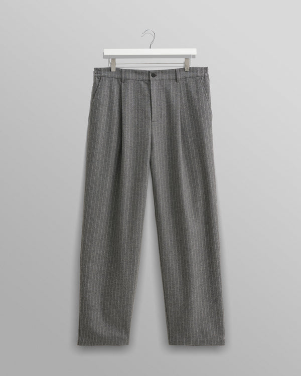 wax london men's Malham - Charcoal Grey Pinstripe Wool Trousers