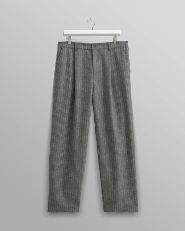 wax london Malham - Charcoal Grey Pinstripe Wool Trousers