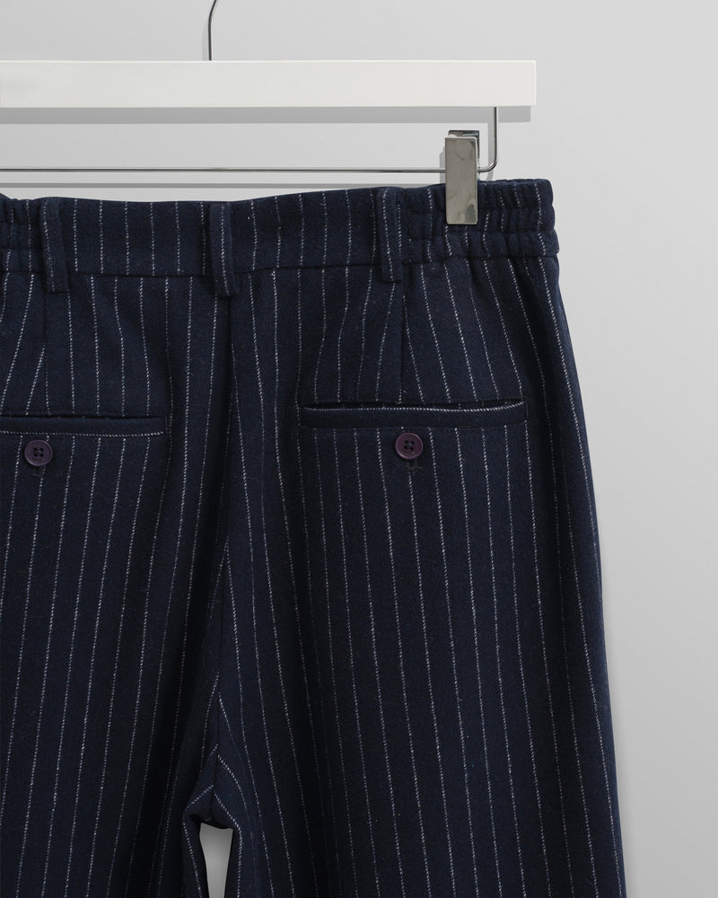 wax london Malham - Navy Pinstripe Wool Trousers