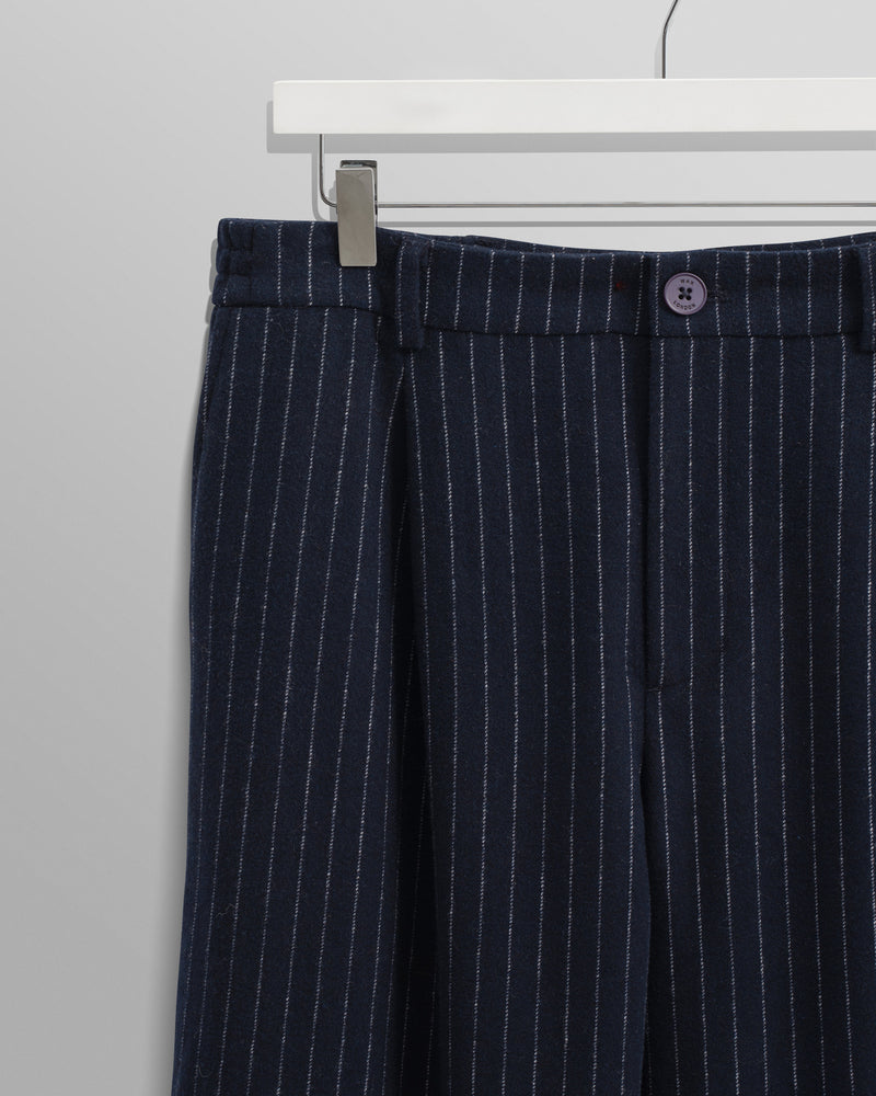 wax london Malham - Navy Pinstripe Wool Trousers