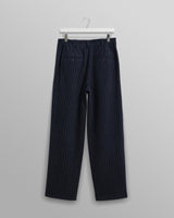 wax london Malham - Navy Pinstripe Wool Trousers