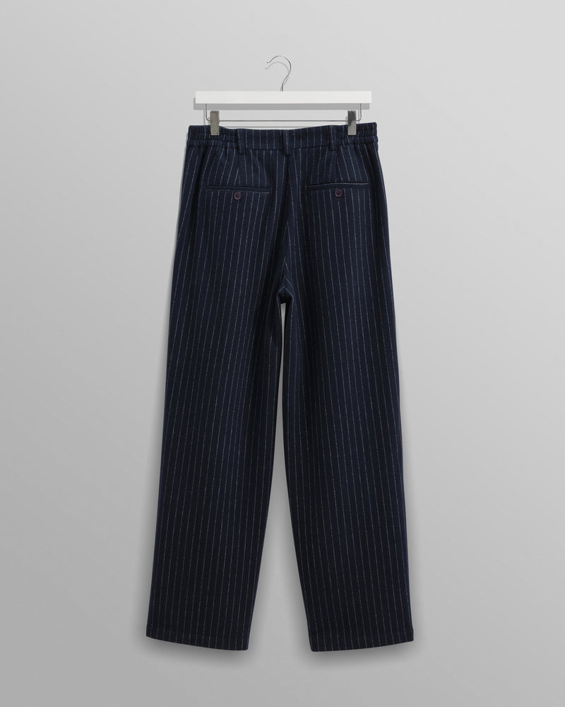 wax london Malham - Navy Pinstripe Wool Trousers