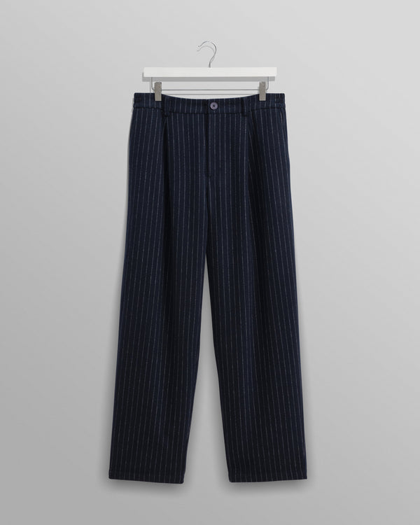 wax london men's Malham - Navy Pinstripe Wool Trousers