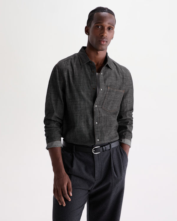 wax london men's Manilla - Washed Indigo Chambray Shirt