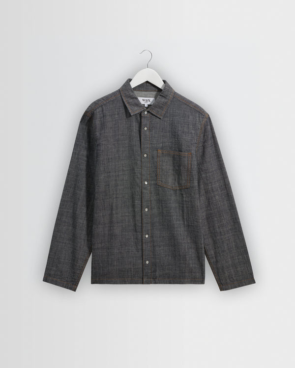 wax london men's Manilla - Washed Indigo Chambray Shirt