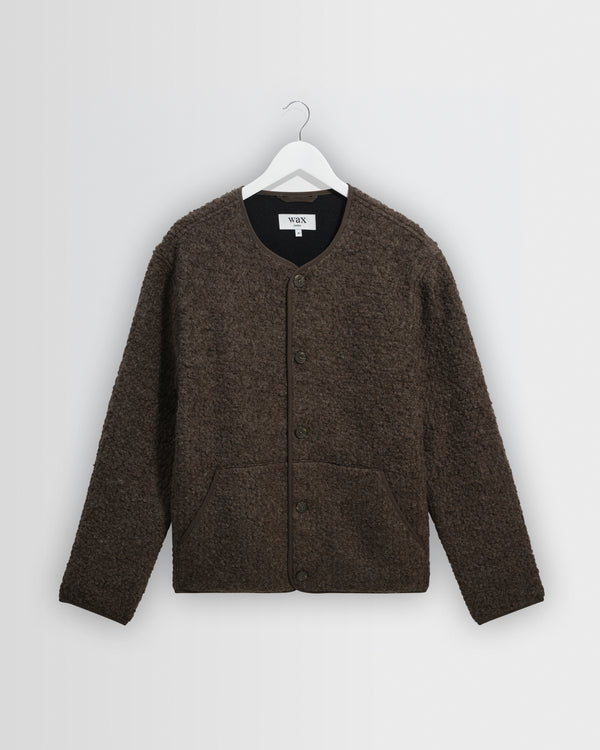wax london men's MARTY JACKET BOBBLE WOOL DUSTY BROWN