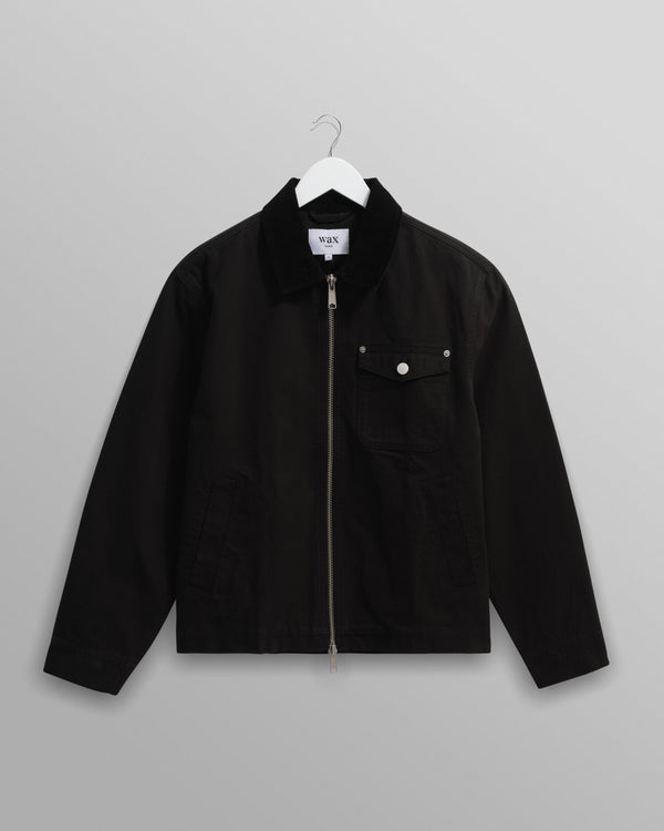 wax london men's Mason - Black Canvas Work Jacket