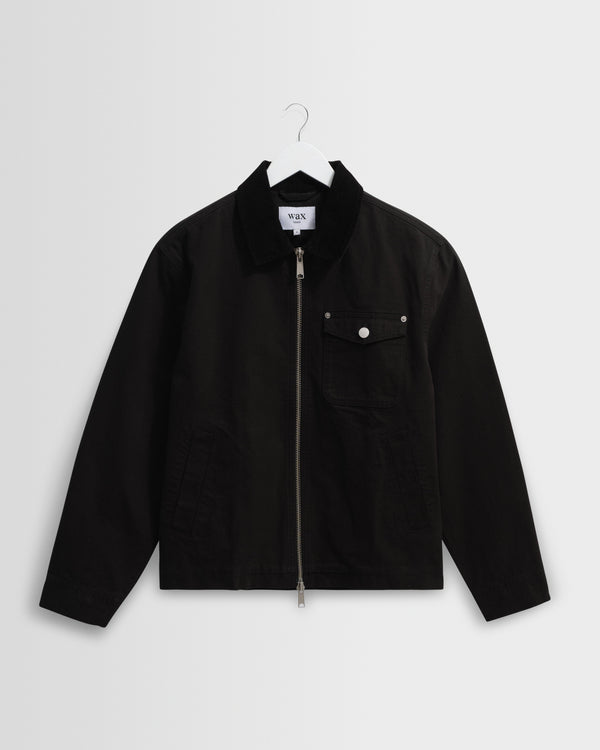 wax london men's Mason - Black Canvas Work Jacket