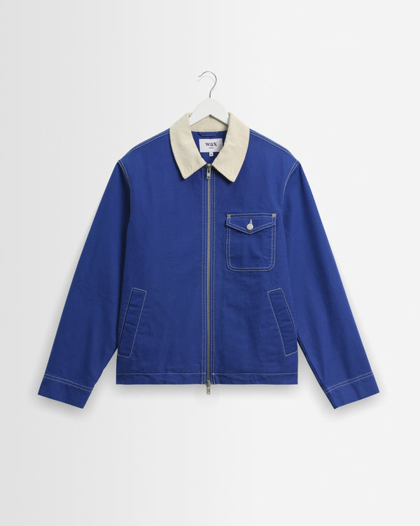 wax london men's Mason - Blue Canvas Work Jacket