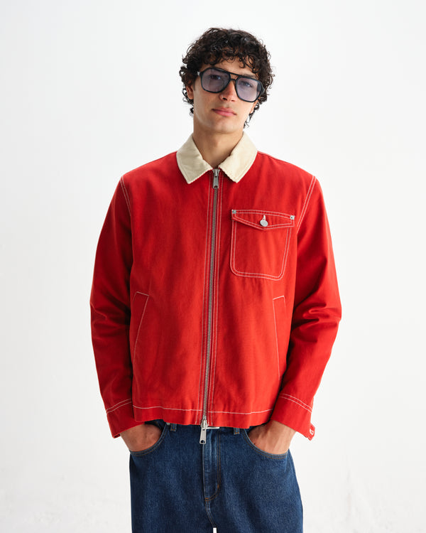 wax london men's Mason - Red Canvas Work Jacket