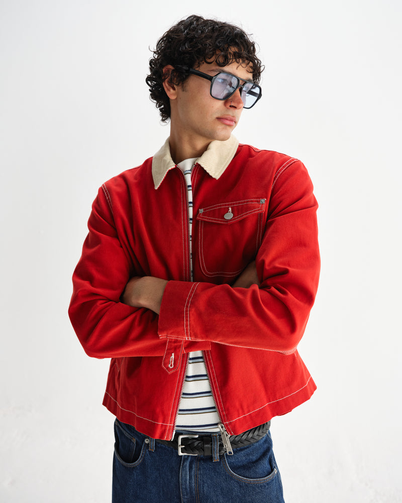 wax london men's Mason - Red Canvas Work Jacket
