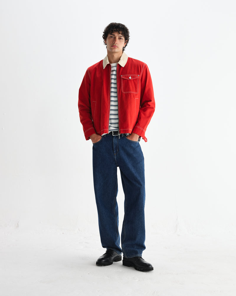 wax london men's Mason - Red Canvas Work Jacket