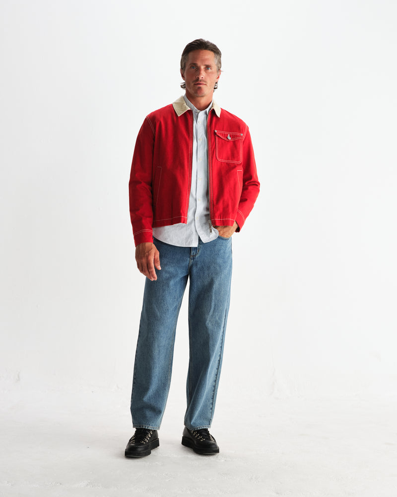 wax london men's Mason - Red Canvas Work Jacket