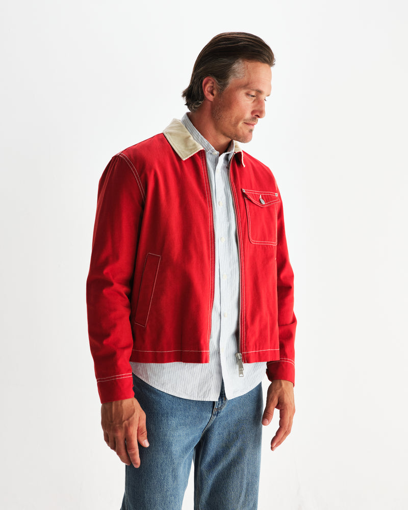 wax london men's Mason - Red Canvas Work Jacket