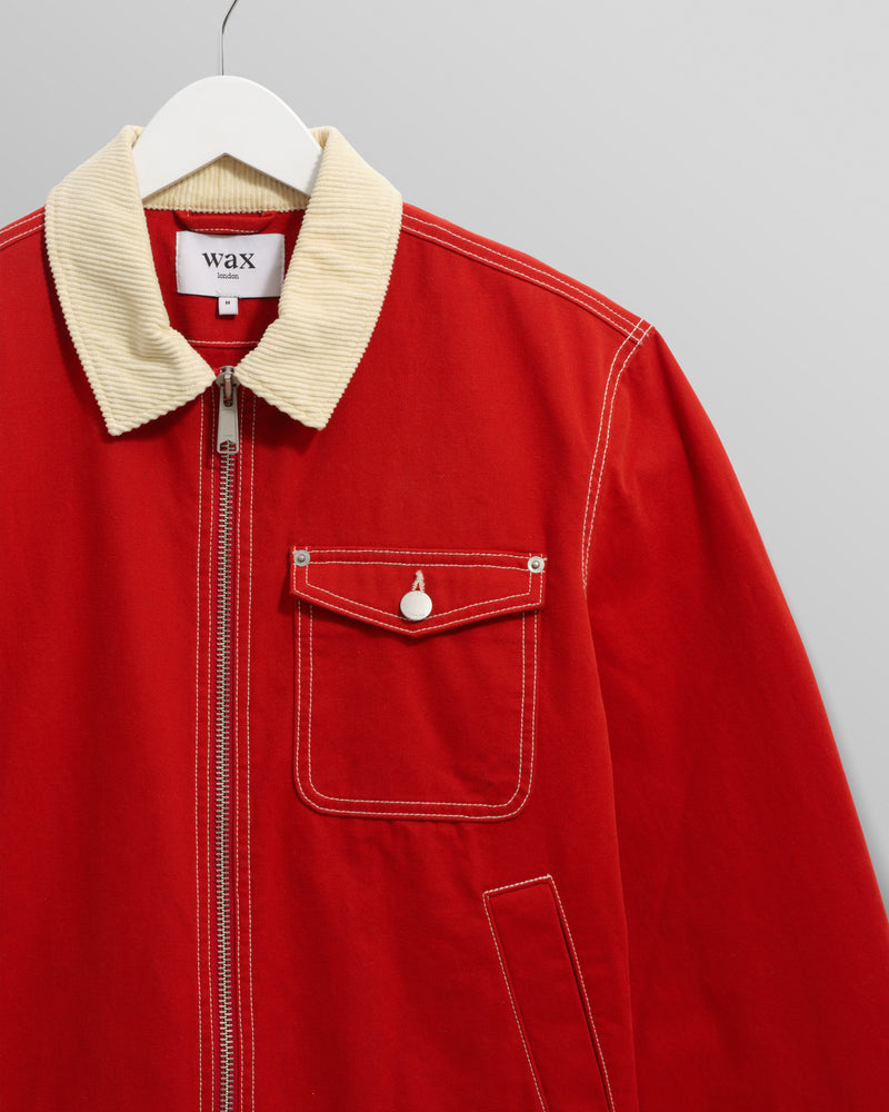 wax london men's Mason - Red Canvas Work Jacket