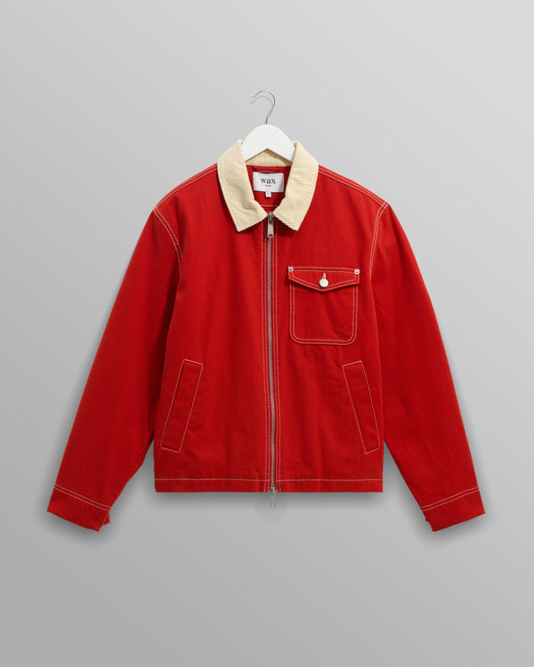wax london men's Mason - Red Canvas Work Jacket