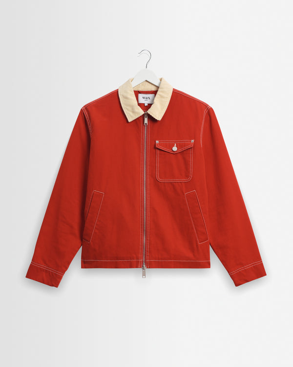 wax london men's Mason - Red Canvas Work Jacket