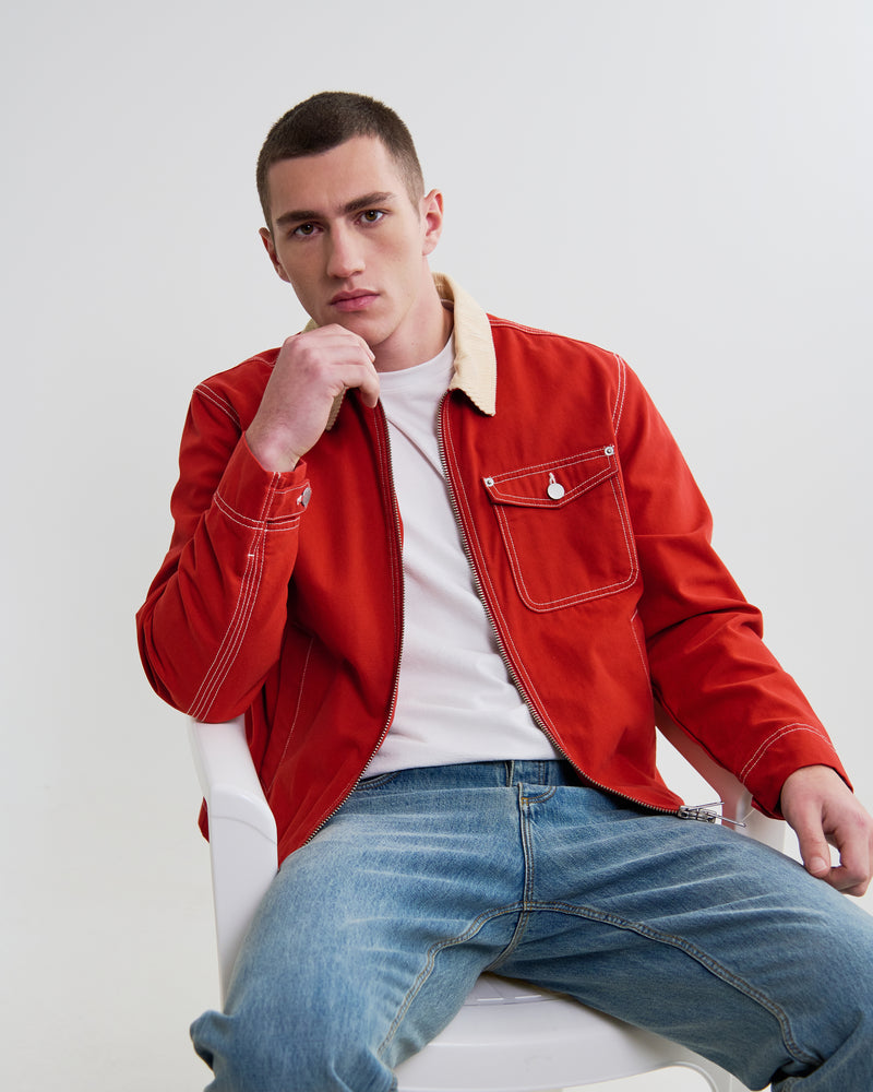 レッドパッチワークスタジャン 22 Men's Red Canvas Work Jacket | Wax London
