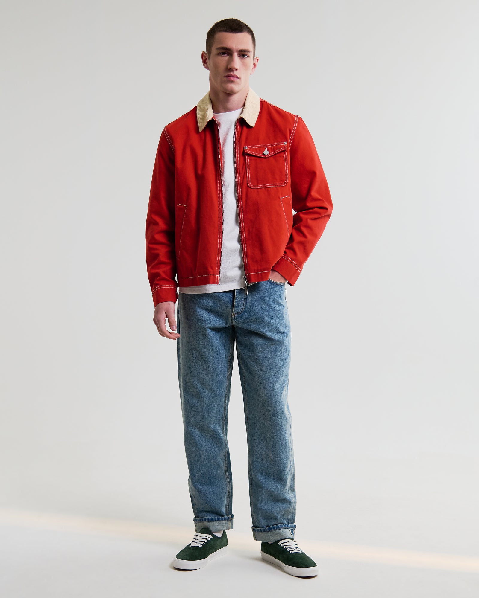 Men's Red Canvas Work Jacket | Wax London