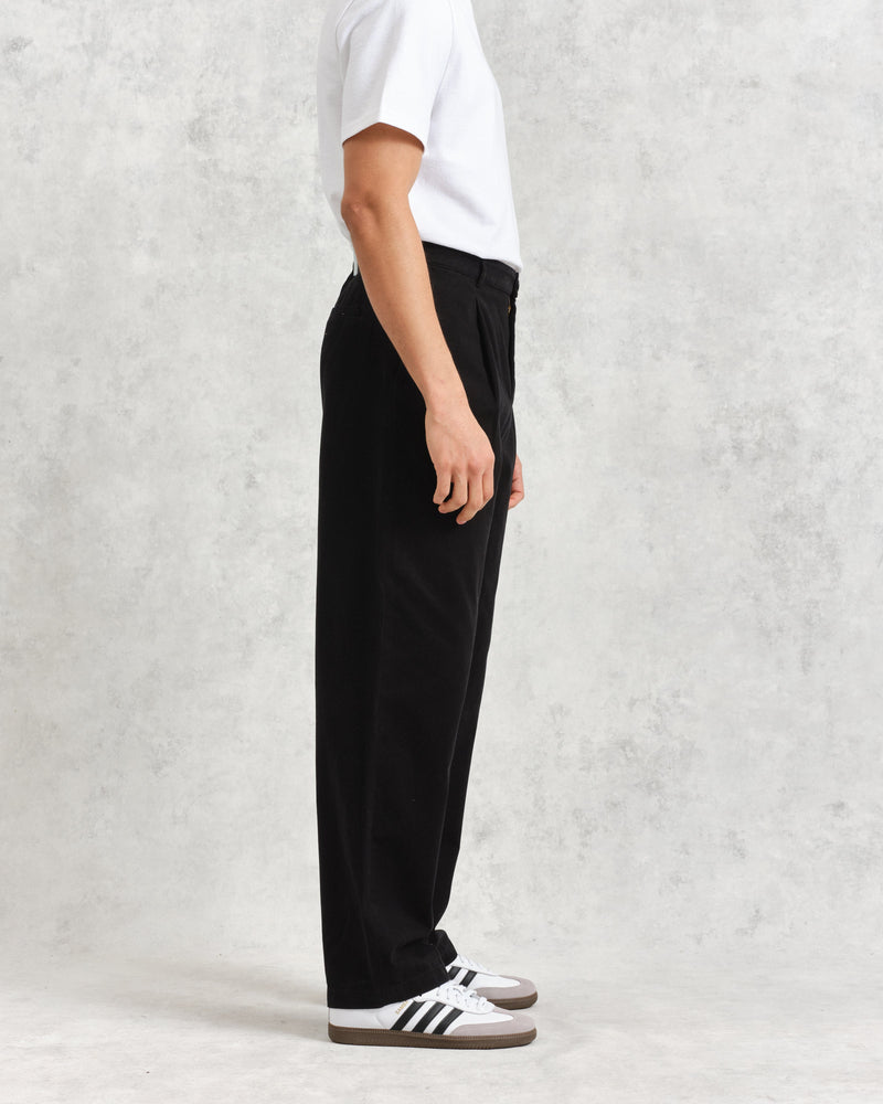 wax london Milo Trousers Black Cotton Twill