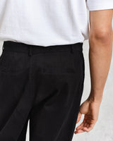 wax london Milo Trousers Black Cotton Twill