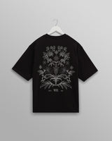 wax london men's Milton - Black And Beige Botanical Graphic Cotton T-Shirt