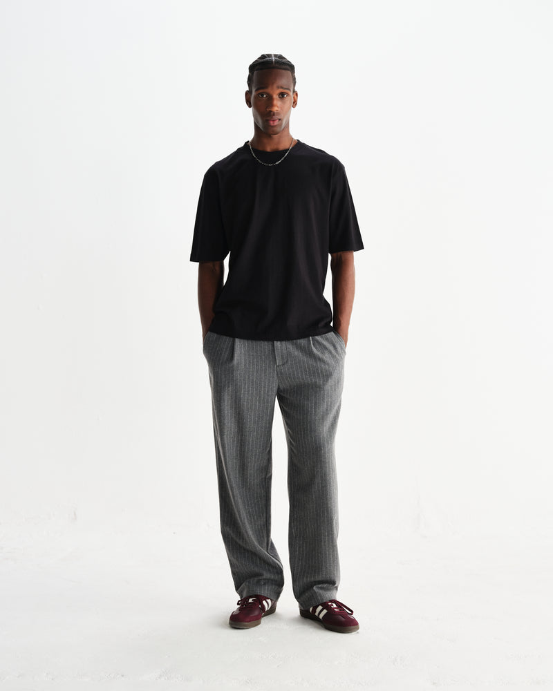 wax london men's Milton - Black Organic Compact Cotton T-Shirt