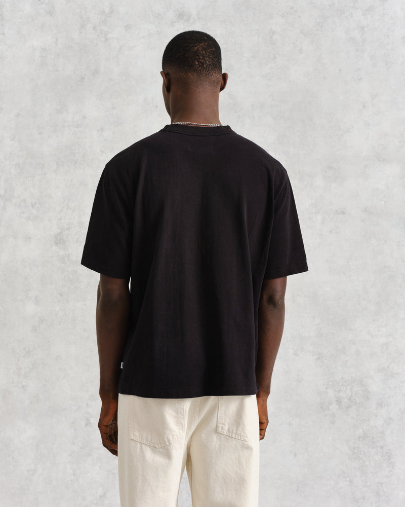 wax london Milton - Black Organic Compact Cotton T-Shirt