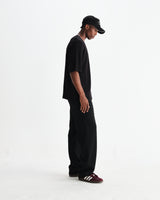 wax london men's Milton - Black Organic Waffle Cotton T-Shirt