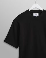 wax london men's Milton - Black Organic Waffle Cotton T-Shirt