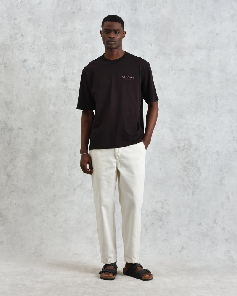 wax london men's Milton - Black Painted Beach Graphic Cotton T-Shirt