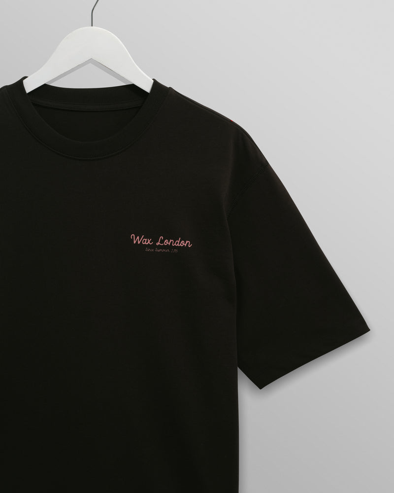 men's wax london Milton - Black Painted Beach Graphic Organic Cotton T-Shirt