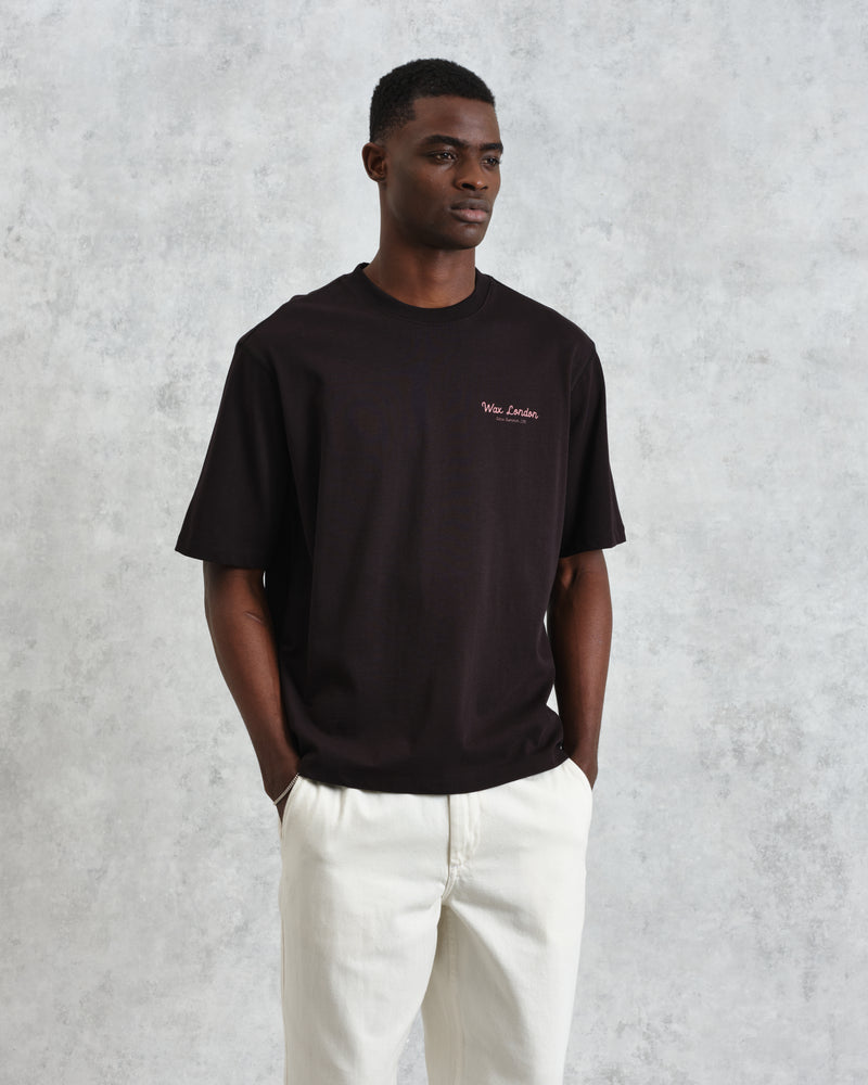men's wax london Milton - Black Painted Beach Graphic Organic Cotton T-Shirt