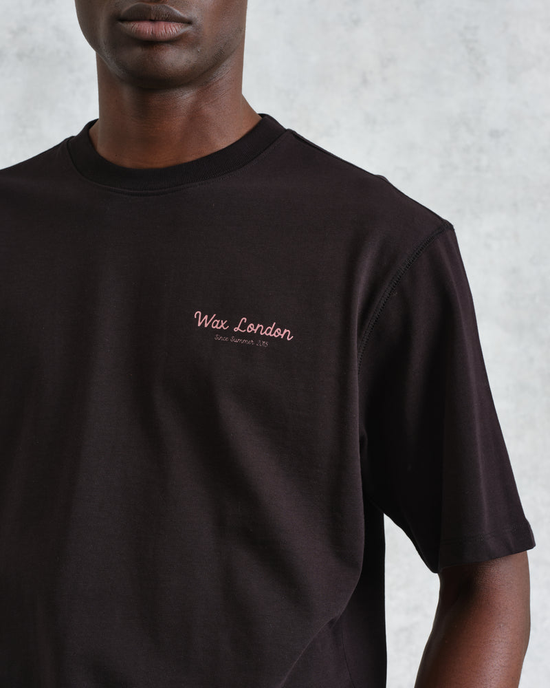 men's wax london Milton - Black Painted Beach Graphic Organic Cotton T-Shirt