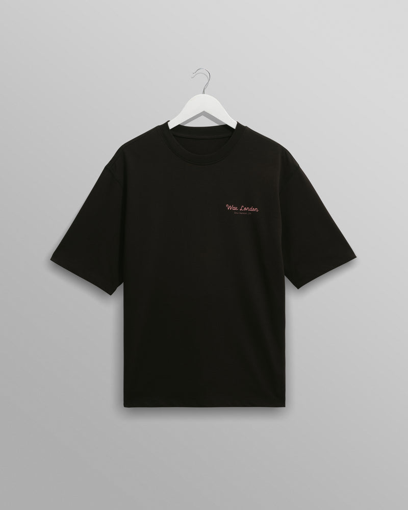 men's wax london Milton - Black Painted Beach Graphic Organic Cotton T-Shirt