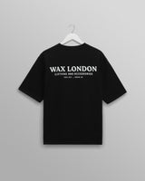wax london men's Milton - Black Stacked Text Graphic Organic Cotton T-Shirt