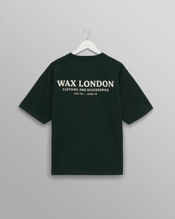 wax london men's Milton - Bottle Green Stacked Text Graphic Organic Cotton T-Shirt